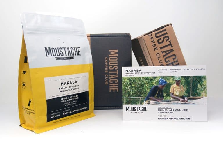 moustache coffee club package design and branding
